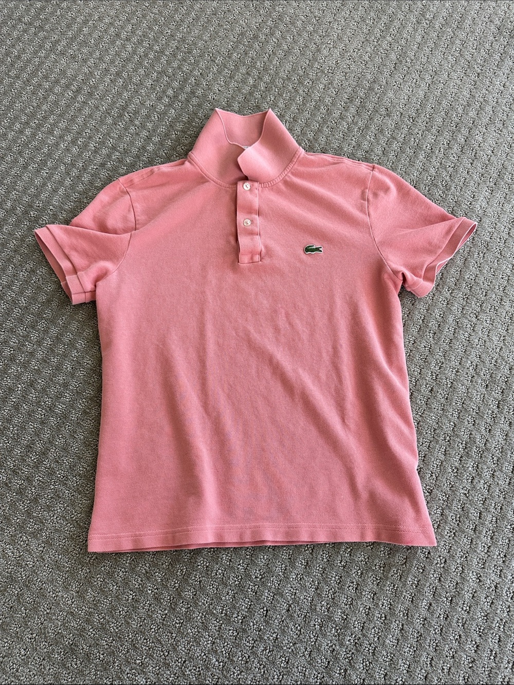 Lacoste Pink Short-Sleeve Polo with Crocodile Patch
